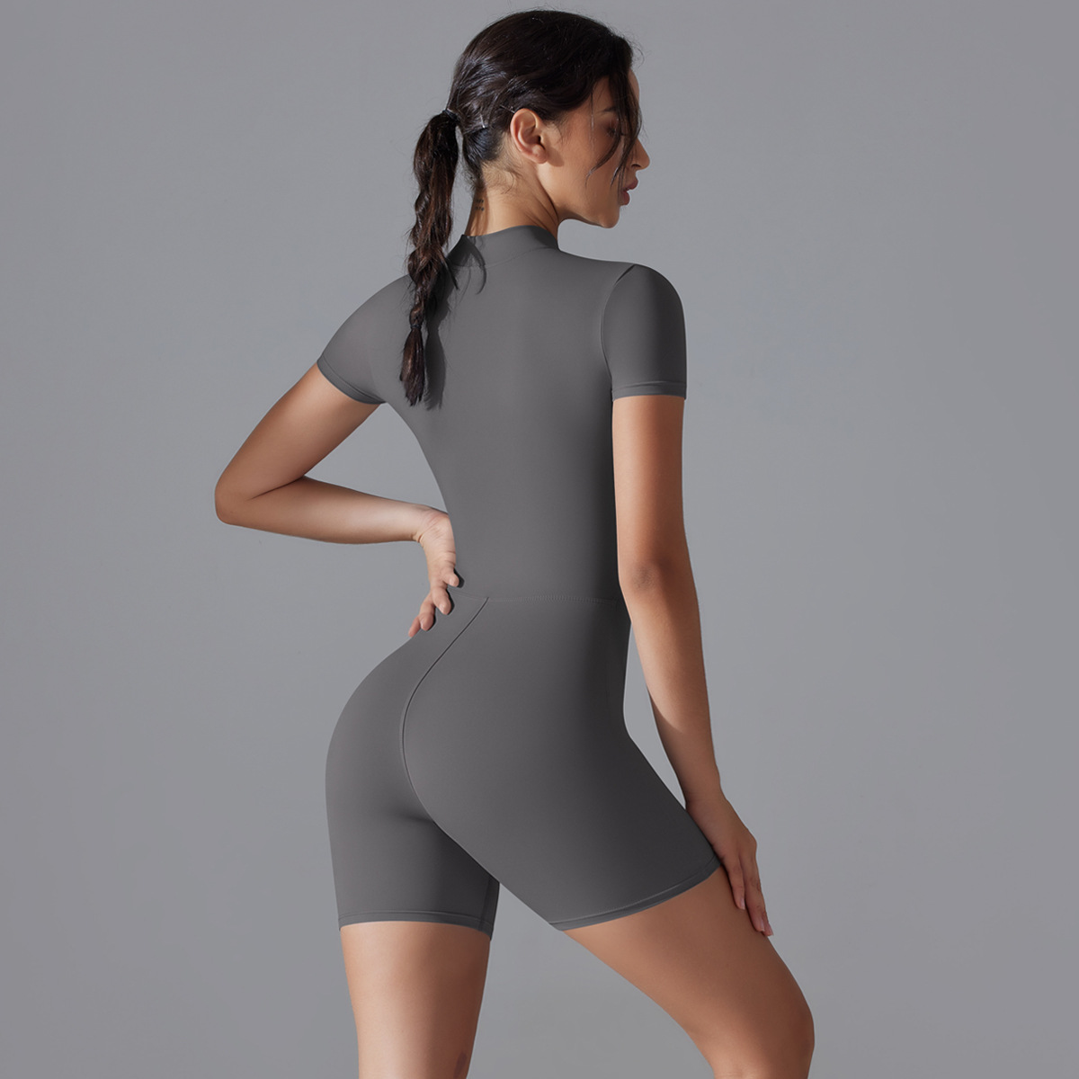 Womens Yoga Athletic Bodysuit High Neck Performance Activewear